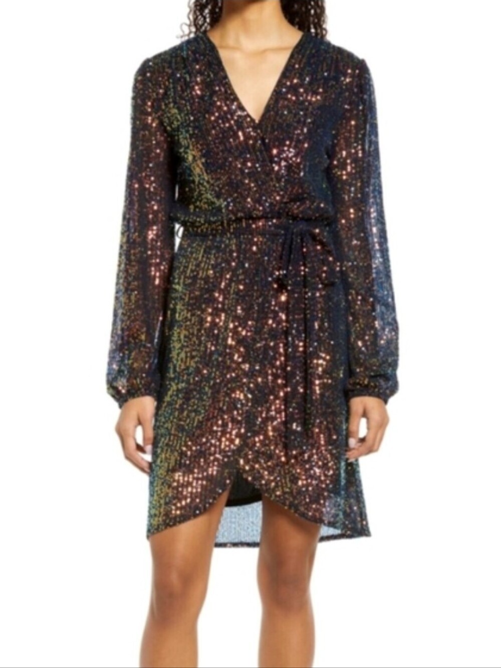 Fraiche by J Sequin Faux Wrap Dress M